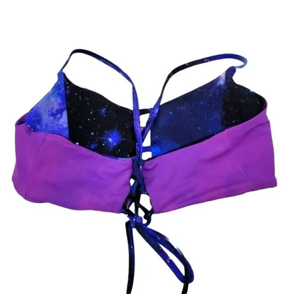 Hot Topic Reversible Galaxy and Purple Swim Bikini Top Size S/M - Picture 9 of 11